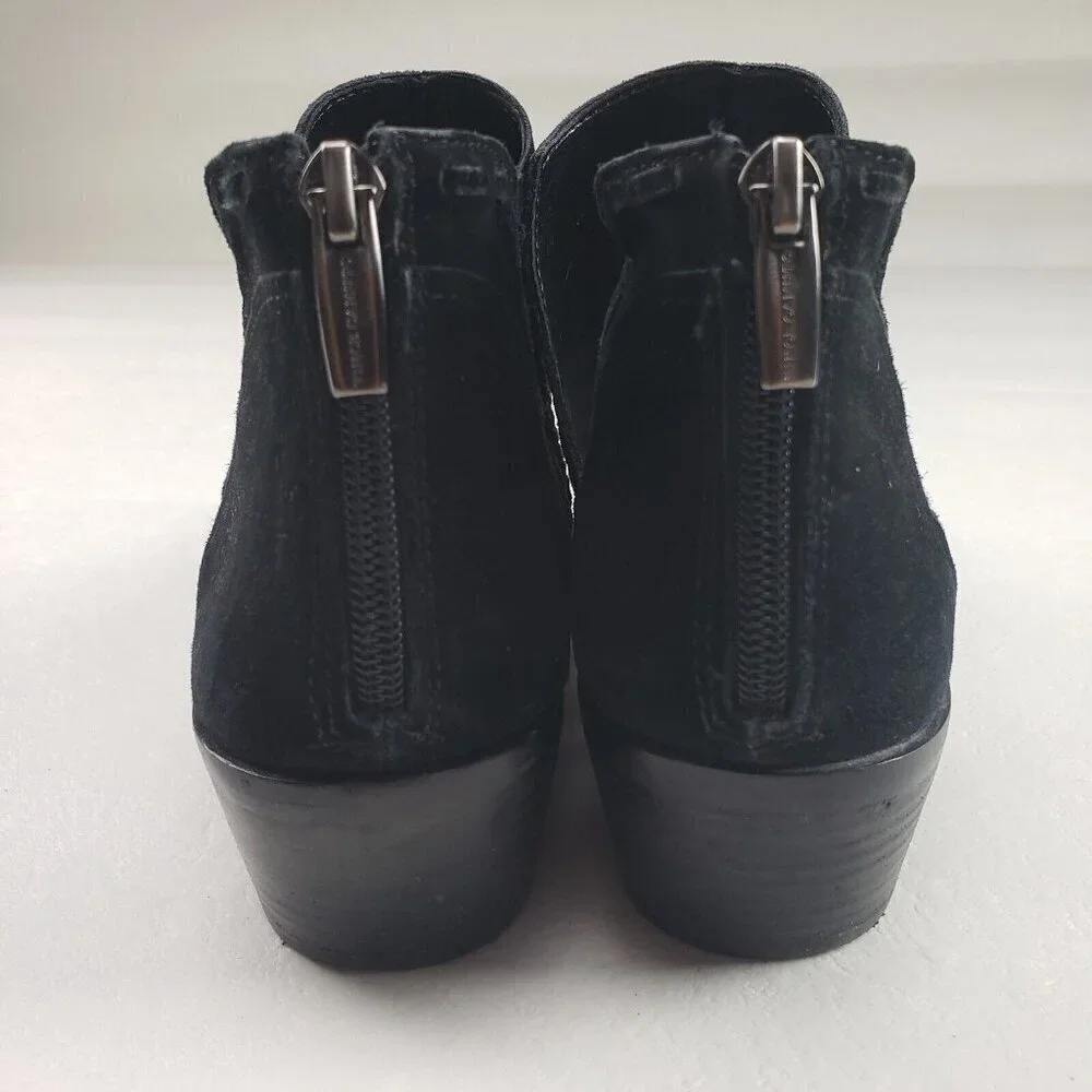Vince Camuto Presita Ankle Boot Womens 9 Black Suede Western Cut Out Back Zipper